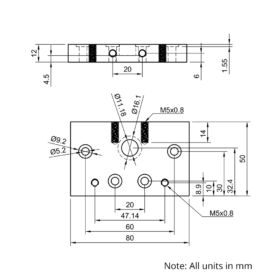 Technical Drawing Of C-Beam Screw Drive Motor Mount - NEMA23