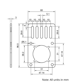 Technical Drawing Of V-Slot Belt Drive Motor Mount - NEMA23