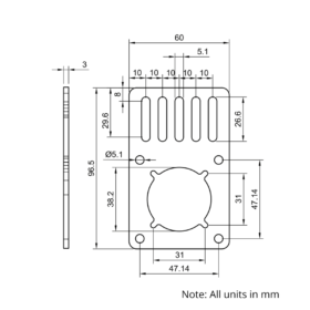 Technical Drawing Of V-Slot Belt Drive Motor Mount - NEMA23