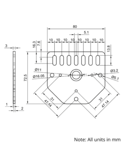 Technical Drawing Of V-Slot Screw Drive Motor Mount - NEMA23