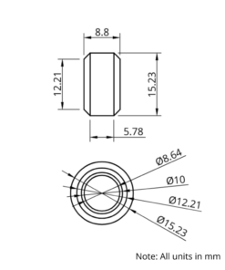Technical Drawing Of Mini V-Slot Wheel - Polycarbonate