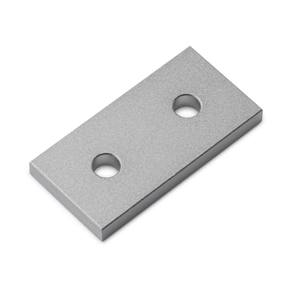 1 x Plate Connector - 2 Hole - Single Slot - 30 Series - Aluminium - Silver