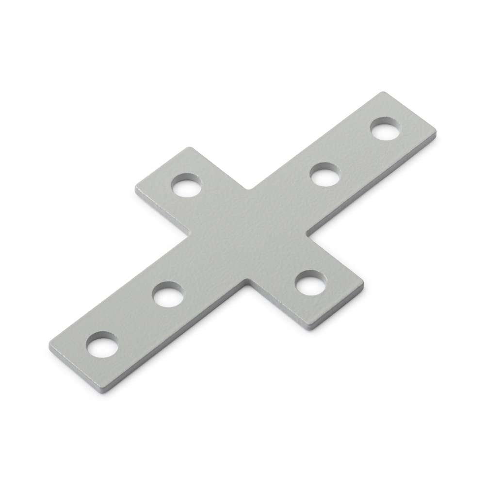 1 x Plate Connector - Cross - Single Slot - 40 Series - Steel - Grey
