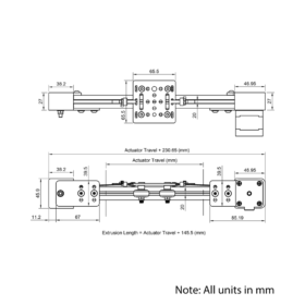 Technical Drawing Of Belt Drive Actuator - NEMA17 - 20x20mm - 1500mm - Black - V-Slot Gantry Plate - Small