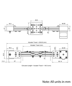 Technical Drawing Of Belt Drive Actuator - NEMA17 - 20x20mm - 2000mm - Black - V-Slot Gantry Plate - Small