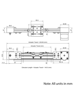 Technical Drawing Of Belt Drive Actuator - NEMA17 - 20x40mm - 1000mm - Black - V-Slot Gantry Plate - Small