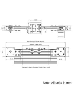 Technical Drawing Of Modular Belt Drive Actuator - 20x80mm - 500mm - Silver - V-Slot Gantry Plate - Small
