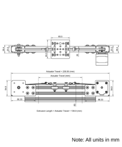 Technical Drawing Of Modular Belt Drive Actuator - 20x60mm - 2000mm - Black - V-Slot Gantry Plate - Small