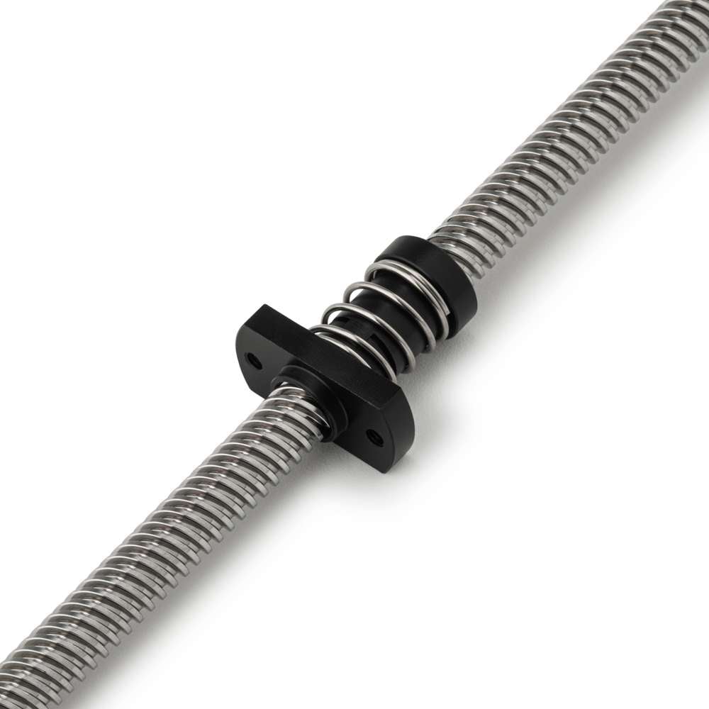 Lead Screw Anti-backlash Round Flanged Nuts - Tr8*2-2P (1 Start) - Spanner Flat - POM - With Spring On Lead Screw
