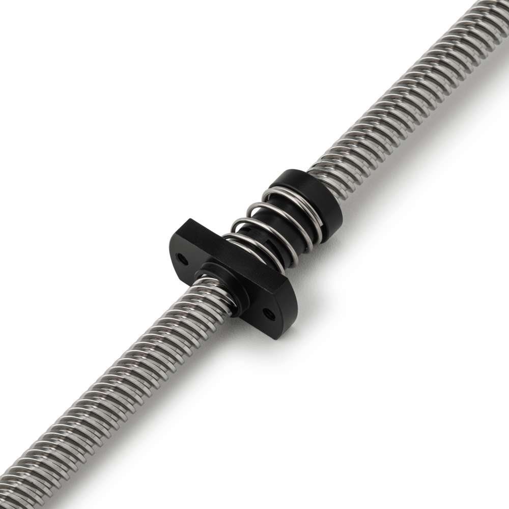 Lead Screw Anti-backlash Round Flanged Nuts - Tr8*4-2P (2 Start) - Spanner Flat - POM - With Spring On Lead Screw