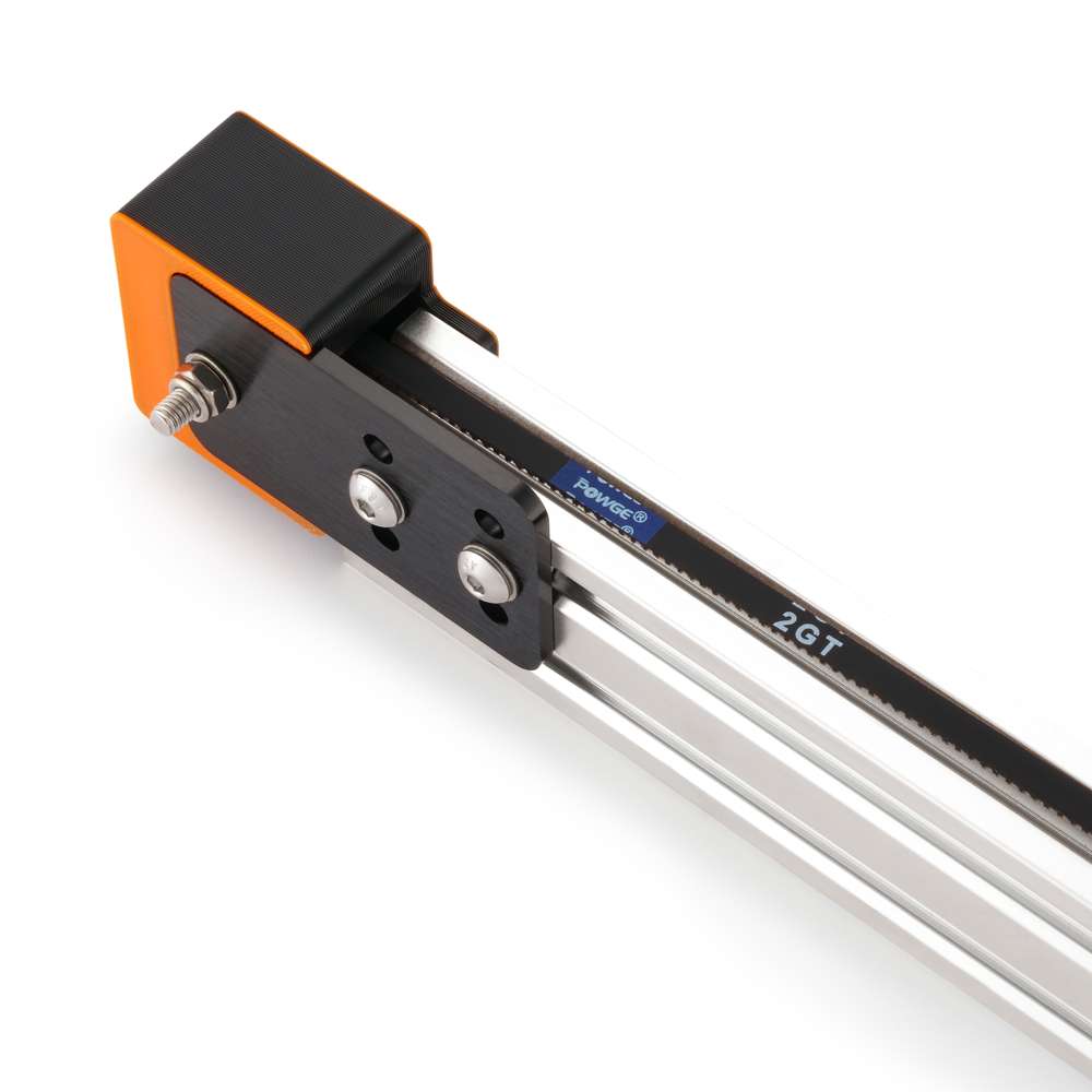V-Slot Belt Drive Idler Mount mounted on V-Slot aluminium extrusion with idler pulley