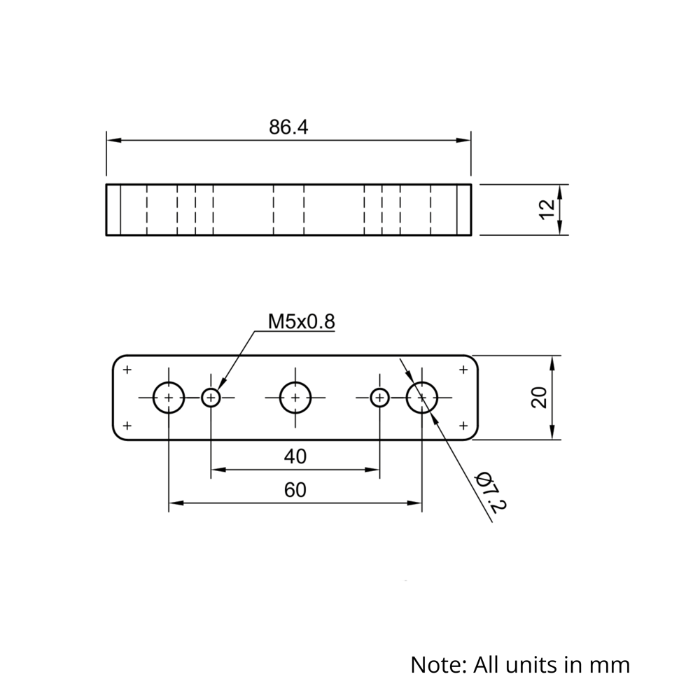 Technical Drawing Of V-Slot Gantry Plate Spacer Block