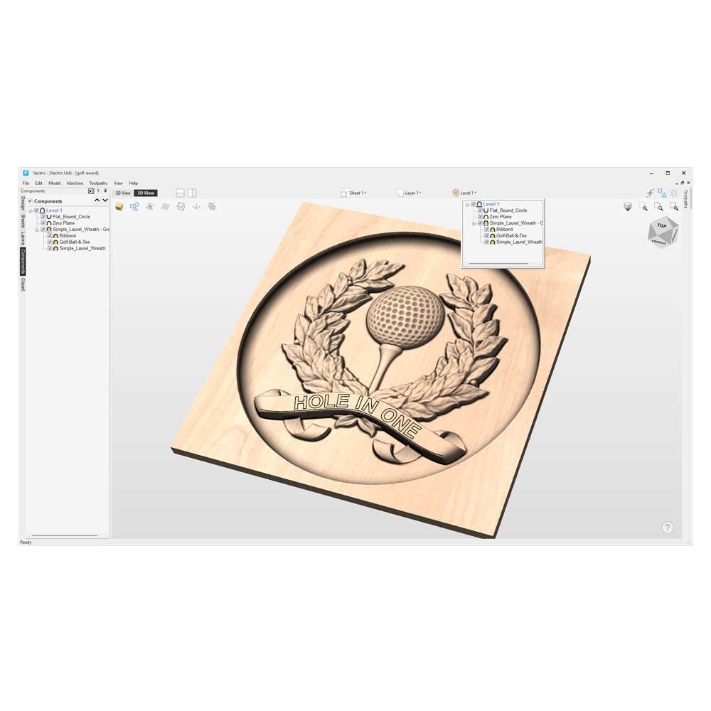 3D Machining Example on VCarve Desktop Vectric CAM Software