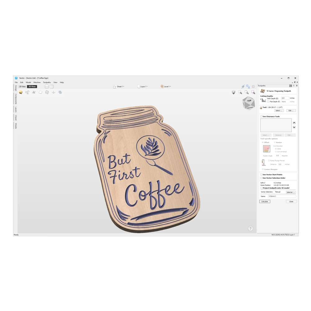 VCarving Example on VCarve Desktop Vectric CAM Software